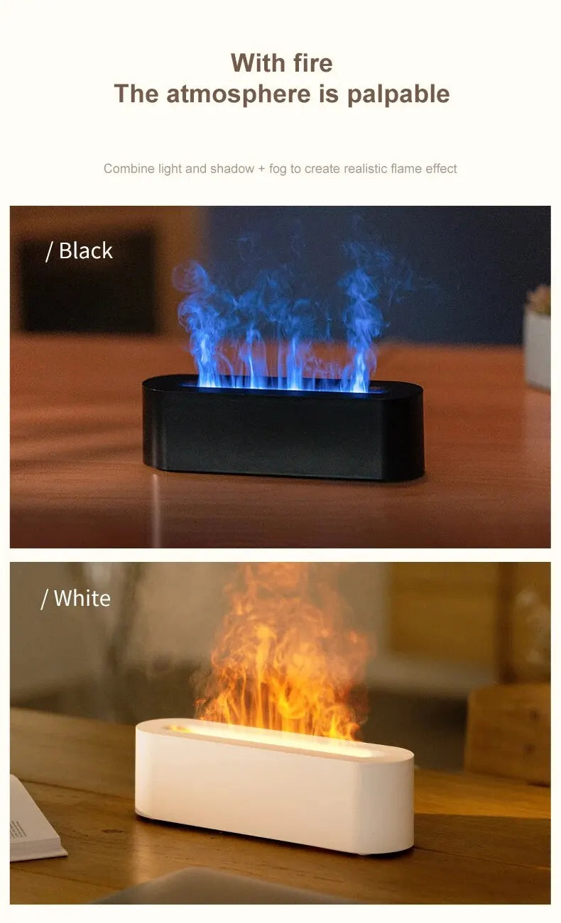 Newest RGB Flame Aroma Diffuser Humidifier USB Desktop Simulation Light Aromatherapy Purifier Air for Bedroom With 7 Colors