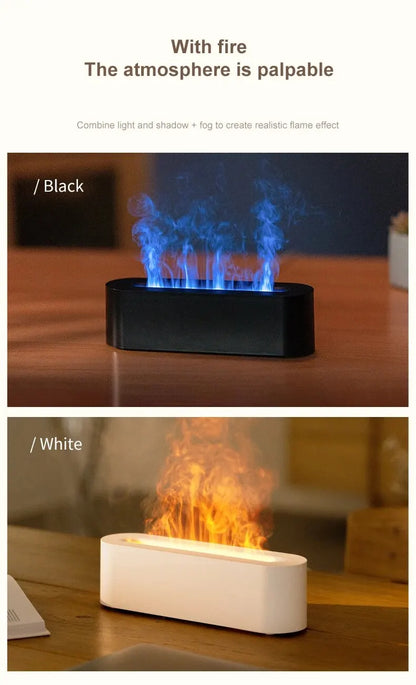 Newest RGB Flame Aroma Diffuser Humidifier USB Desktop Simulation Light Aromatherapy Purifier Air for Bedroom With 7 Colors