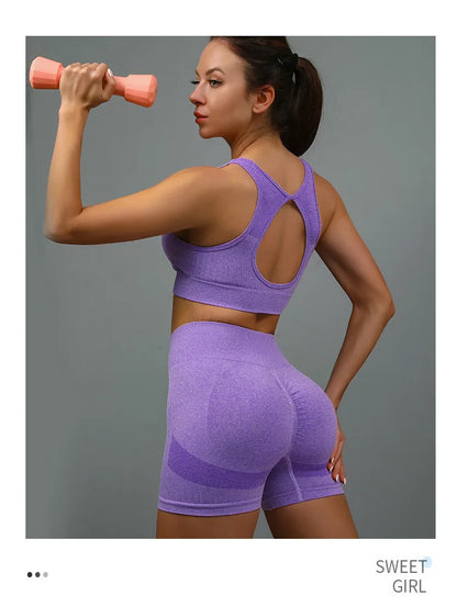 2pcs Yoga Sets Womens Outfits Peach