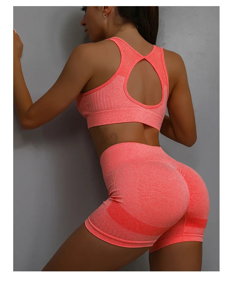 2pcs Yoga Sets Womens Outfits Peach