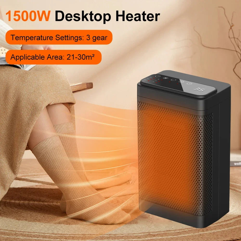 1500W Table Mini PTC Heater Fan for Home Bedroom Office Remote Control