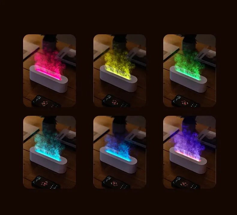 Newest RGB Flame Aroma Diffuser Humidifier USB Desktop Simulation Light Aromatherapy Purifier Air for Bedroom With 7 Colors