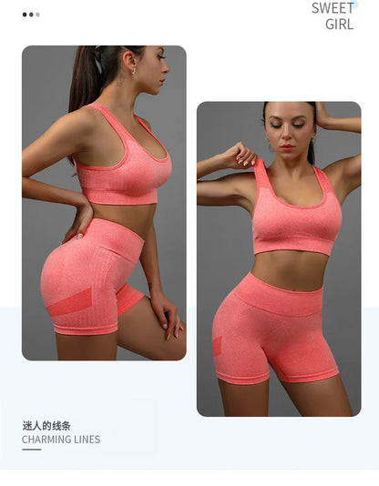 2pcs Yoga Sets Womens Outfits Peach