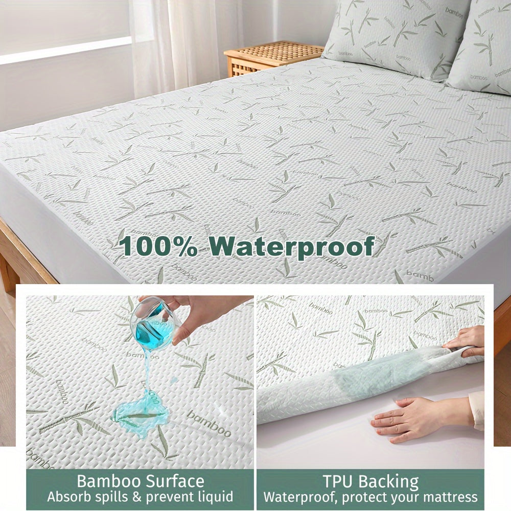 1pc 100% Bamboo Fiber Waterproof Mattress Protector